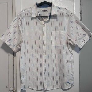 Tommy Bahama White Shirt with Red and Blue Accents